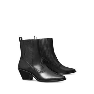 NWT TORY BURCH Womens Black Almond Toe Block Heel Leather Western Boot 5 M